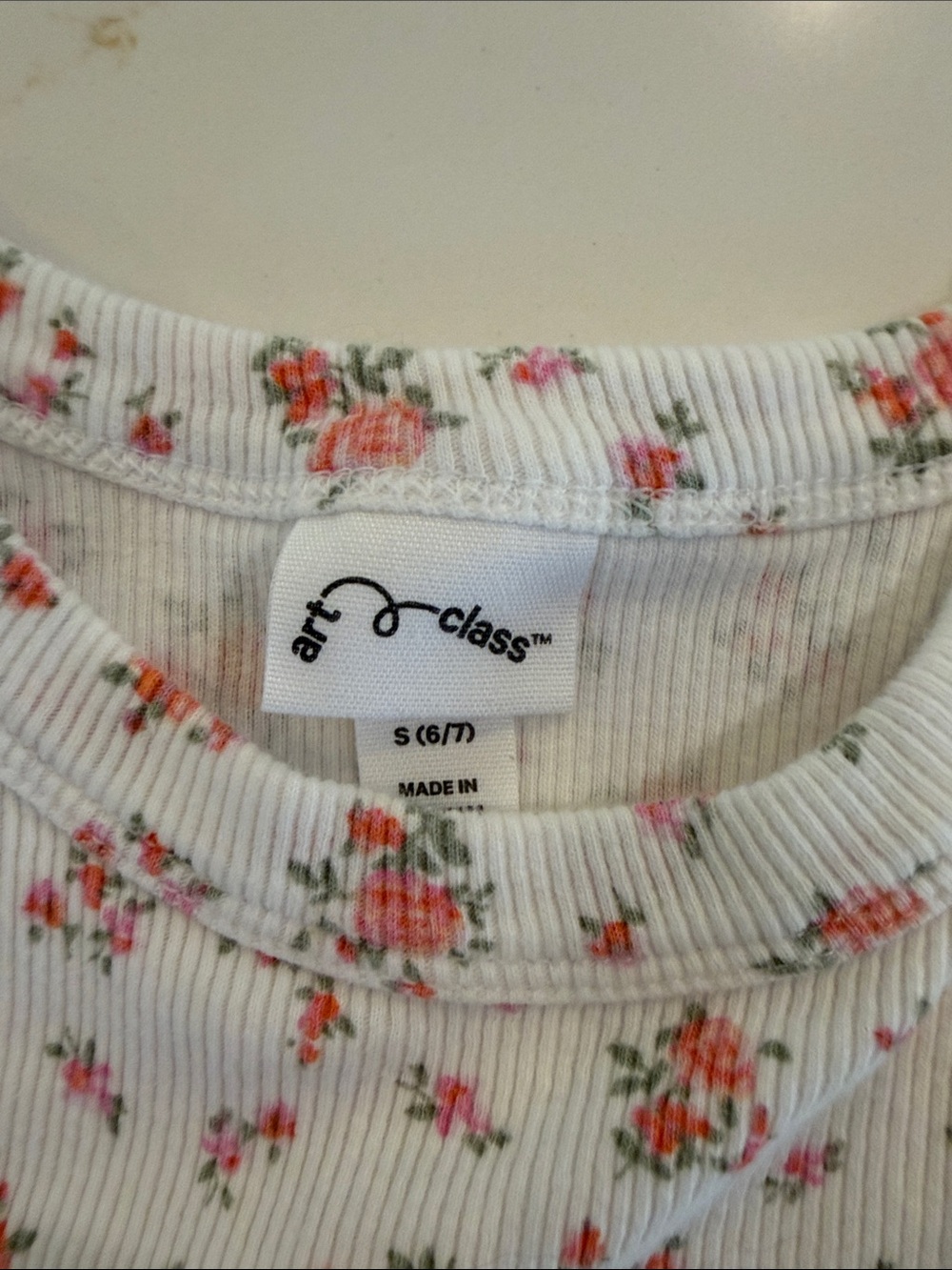 White Floral Ribbed Tank Top - Picture 3 of 4